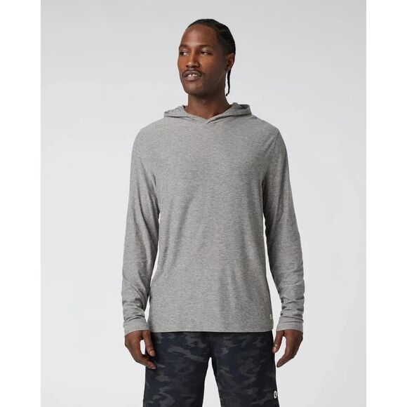 NWT Vuori Strato Tech Long Sleeve Heather Grey Hoodie Size Mens Small